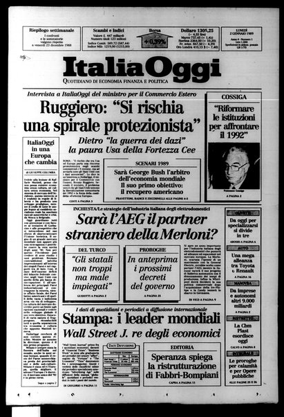 Italia oggi : quotidiano di economia finanza e politica